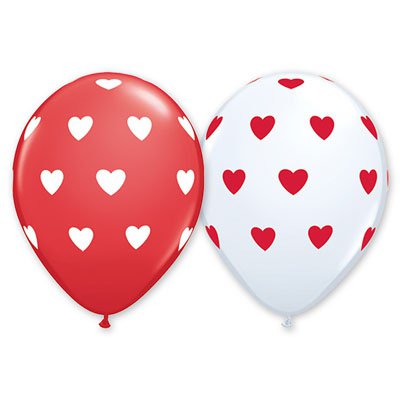 Арт.172 Воздушные  шары с гелием недорого «Изображение сердец» 25шт.